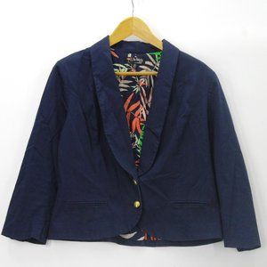 The WEBSTER MIAMI Women's Casual Navy Blue Long Sleeve Blazer Jacket Size 14"